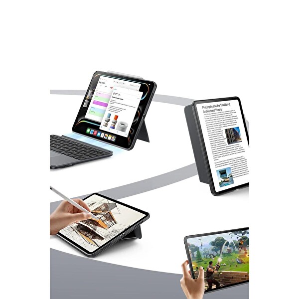 ESR Apple iPad Air 11 (2024) Shift Manyetik Klavyeli Tablet Kılıfı - Koyu Gri