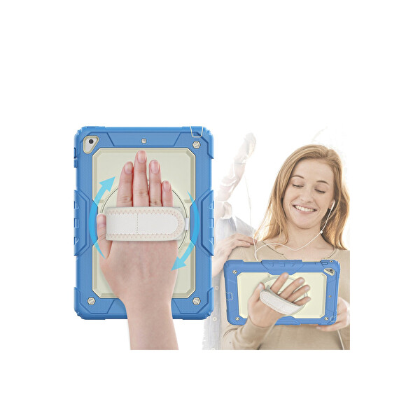 Newface Apple iPad 5 Air 9.7 Kılıf Strap New Tablet Kapak - Mavi