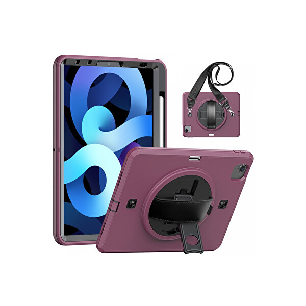 Newface Apple iPad Pro 11 (2020) Kılıf Strap-C Otterbox Tablet Kapak - Mürdüm