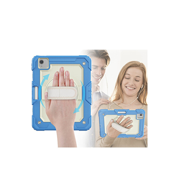 Newface Apple iPad Pro 11 (2020) Kılıf Strap New Tablet Kapak - Mavi