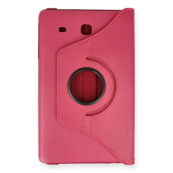 Newface Samsung Galaxy T560 Tab E 9.7 Kılıf 360 Tablet Deri Kılıf - Pembe