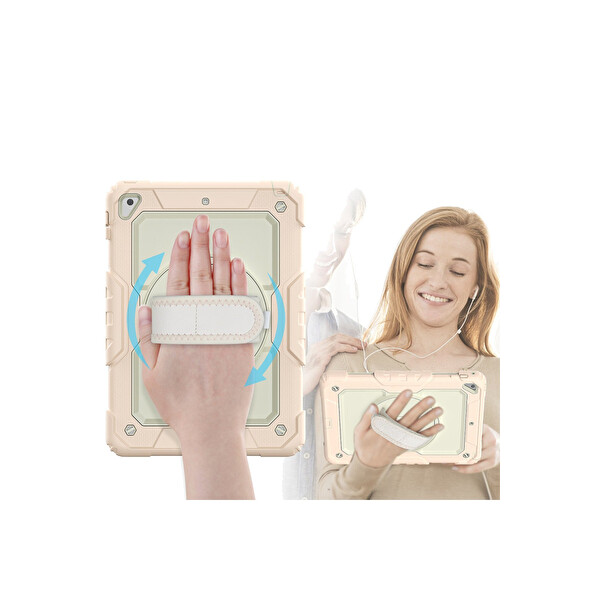 Newface Apple iPad 5 Air 9.7 Kılıf Strap New Tablet Kapak - Pembe