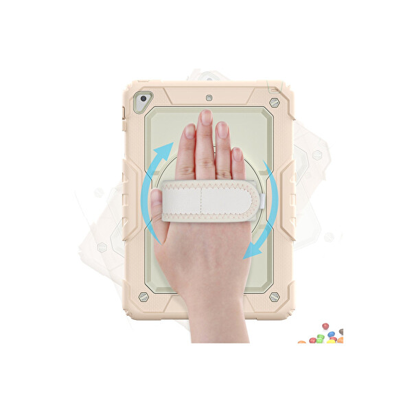 Newface Apple iPad 5 Air 9.7 Kılıf Strap New Tablet Kapak - Pembe