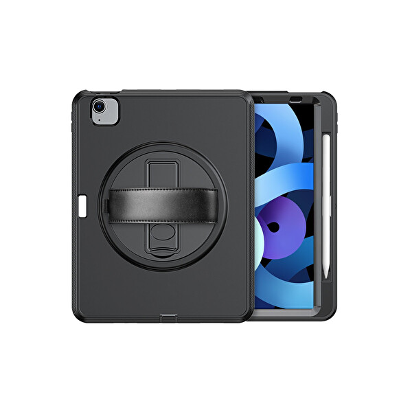 Newface Apple iPad 2025 10.9 10.Nesil (A16) Kılıf Hand Strap Tablet Kılıfı - Siyah