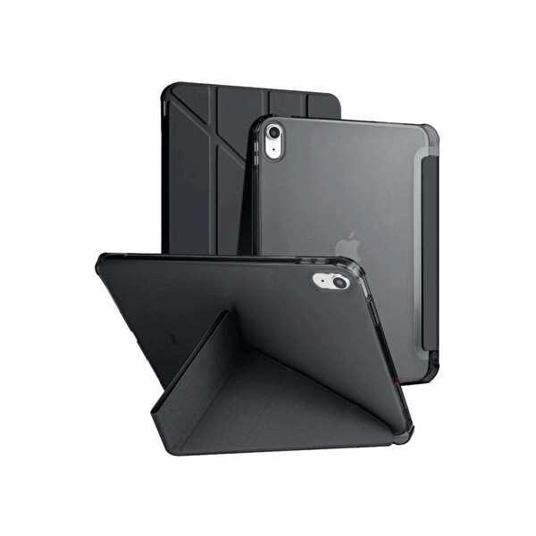 Newface Apple iPad 2025 10.9 10.Nesil (A16) Kılıf Kalemlikli Mars Tablet Kılıfı - Siyah