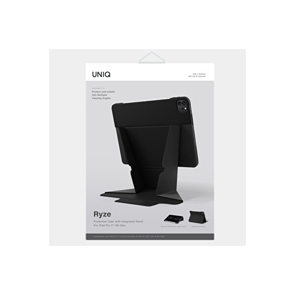 Uniq Apple iPad Pro 11 (2022) Ryze Standlı Katlanabilir Tablet Kapak - Siyah