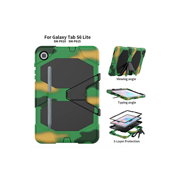 Newface Samsung Galaxy T500 Tab A7 10.4 Kılıf Griffin Tablet Kapak - Kamuflaj