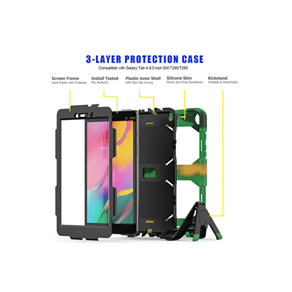 Newface Samsung Galaxy T290 Tab A 8 Kılıf Griffin Tablet Kapak - Kamuflaj
