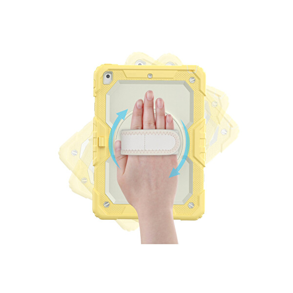 Newface Apple iPad 10.2 (7.Nesil) Kılıf Strap New Tablet Kapak - Sarı