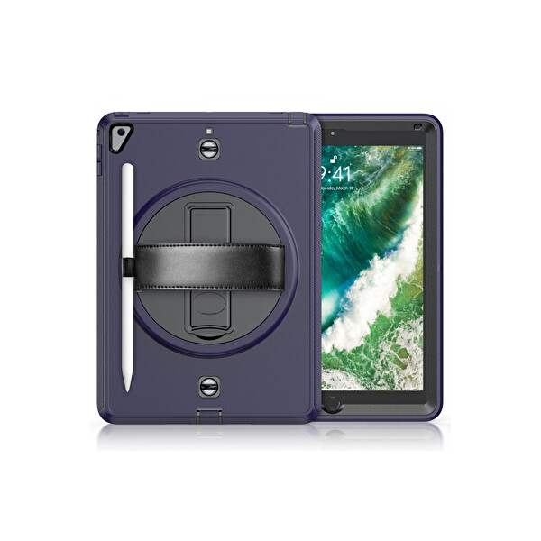 Newface Apple iPad 5 Air 9.7 Kılıf Strap-C Otterbox Tablet Kapak - Lacivert