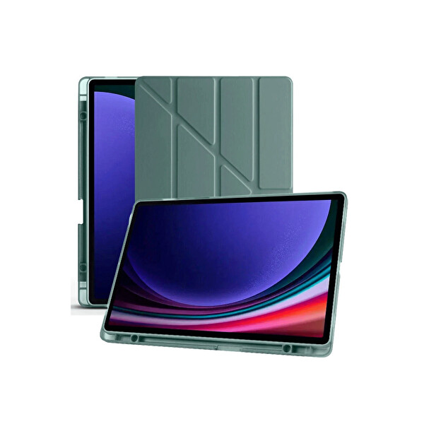 Newface Samsung Galaxy X510 Tab S9 FE 11 Kılıf Kalemlikli Mars Tablet Kılıfı - Koyu Yeşil