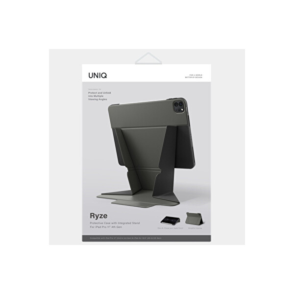Uniq Apple iPad Pro 11 (2022) Ryze Standlı Katlanabilir Tablet Kapak - Yeşil
