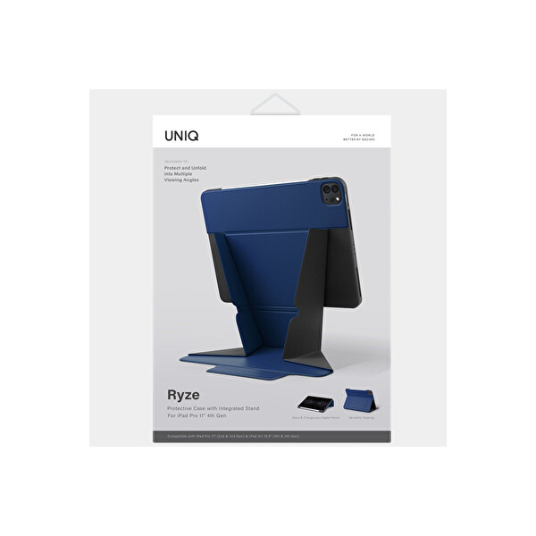 Uniq Apple iPad Pro 11 (2022) Ryze Standlı Katlanabilir Tablet Kapak - Lacivert