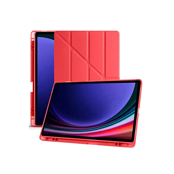 Newface Samsung Galaxy X610 Tab S9 FE Plus 12.4 Kılıf Kalemlikli Mars Tablet Kılıfı - Kırmızı