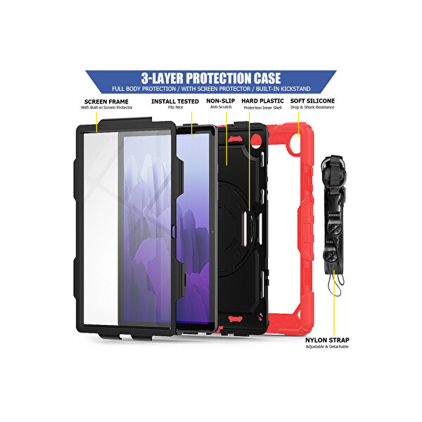 Newface Samsung Galaxy T500 Tab A7 10.4 Kılıf Pars Tablet Kapak - Kırmızı