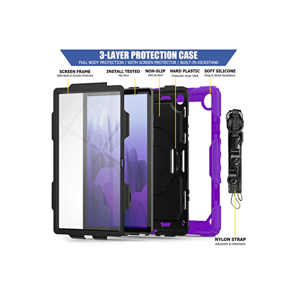 Newface Samsung Galaxy T500 Tab A7 10.4 Kılıf Pars Tablet Kapak - Mor