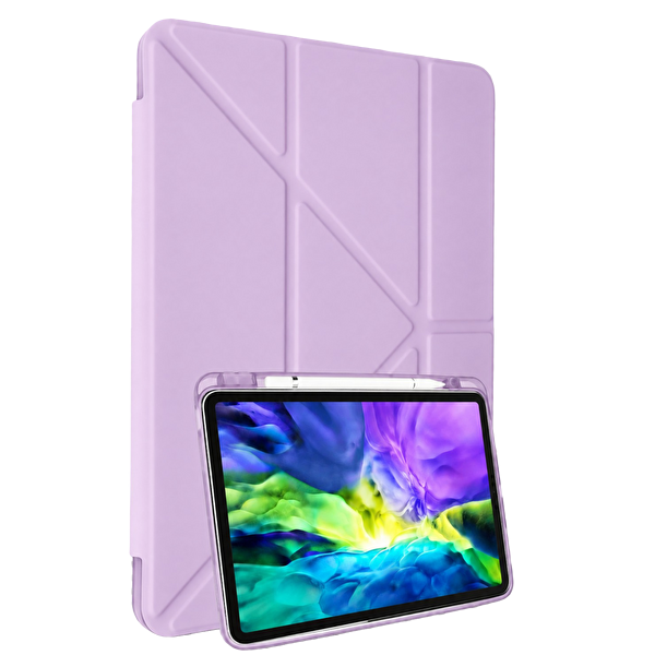 Newface Apple iPad 2025 10.9 10.Nesil (A16) Kılıf Kalemlikli Mars Tablet Kılıfı - Lila