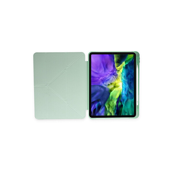 Newface Apple iPad Pro 11 (2024) Kılıf Kalemlikli Mars Tablet Kılıfı - Açık Yeşil