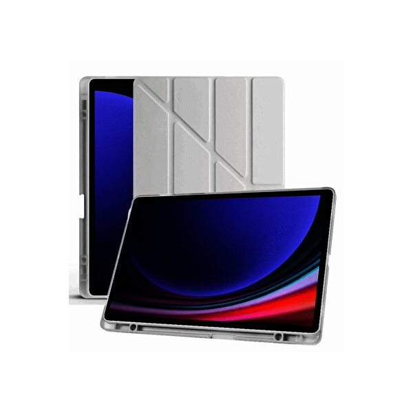 Newface Samsung Galaxy X510 Tab S9 FE 11 Kılıf Kalemlikli Mars Tablet Kılıfı - Koyu Gri