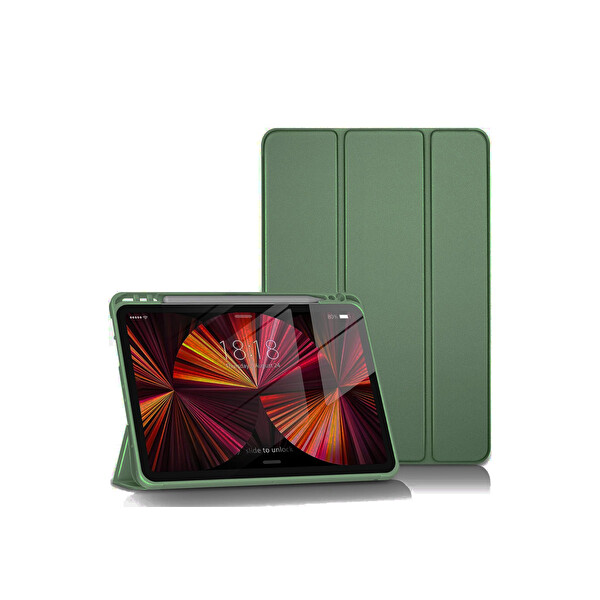 Newface Apple iPad Pro 11 (2024) Kılıf Tablet Smart Kılıf - Koyu Yeşil