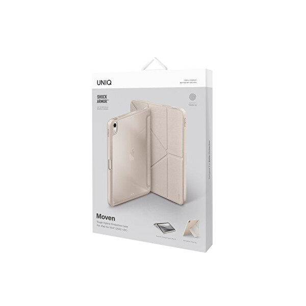 Uniq Apple iPad Air 4 10.9 Moven Standlı Tablet Kapak - Bej