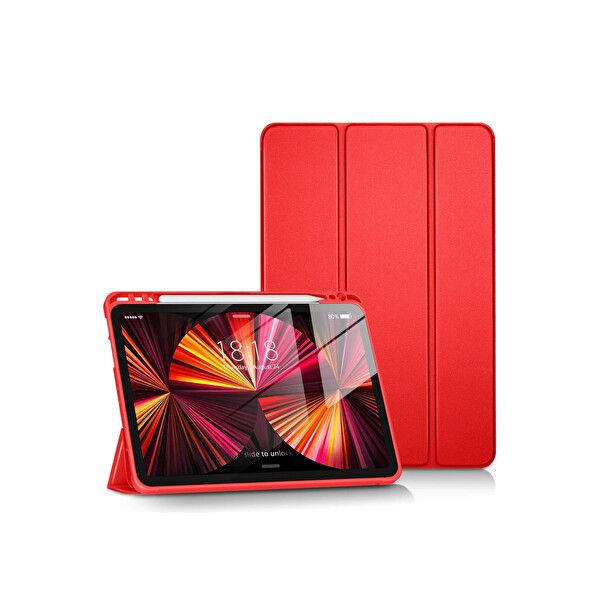 Newface Apple iPad Pro 11 (2024) Kılıf Tablet Smart Kılıf - Kırmızı