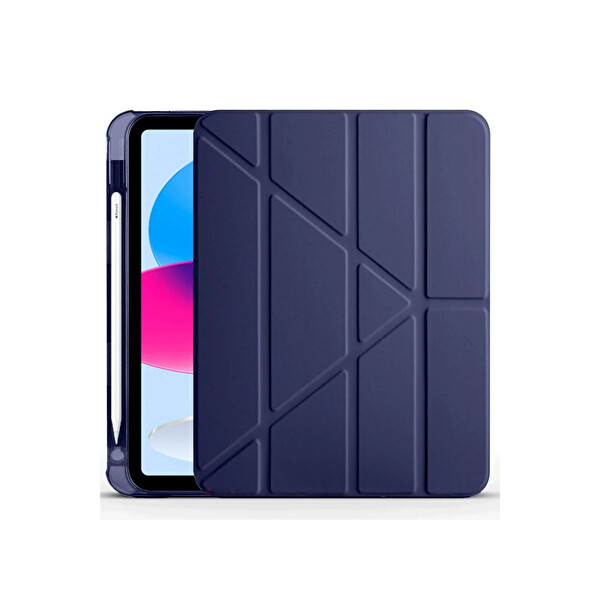 Newface Apple iPad 2025 10.9 10.Nesil (A16) Kılıf Kalemlikli Mars Tablet Kılıfı - Lacivert