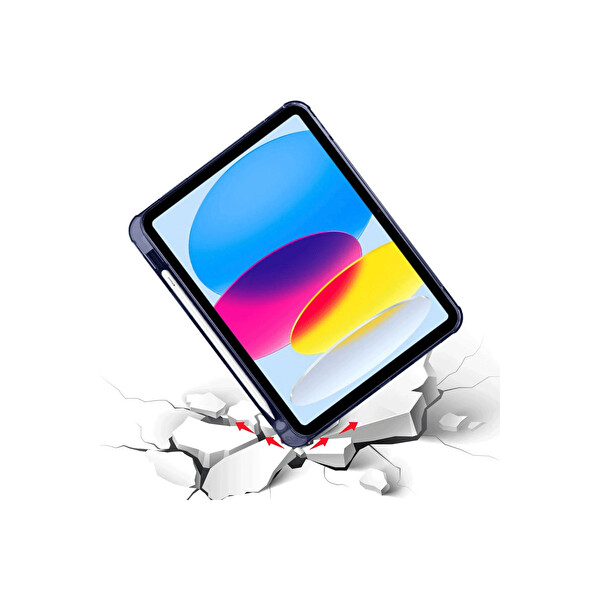 Newface Apple iPad 2025 10.9 10.Nesil (A16) Kılıf Kalemlikli Mars Tablet Kılıfı - Lacivert