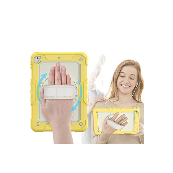 Newface Apple iPad 5 Air 9.7 Kılıf Strap New Tablet Kapak - Sarı