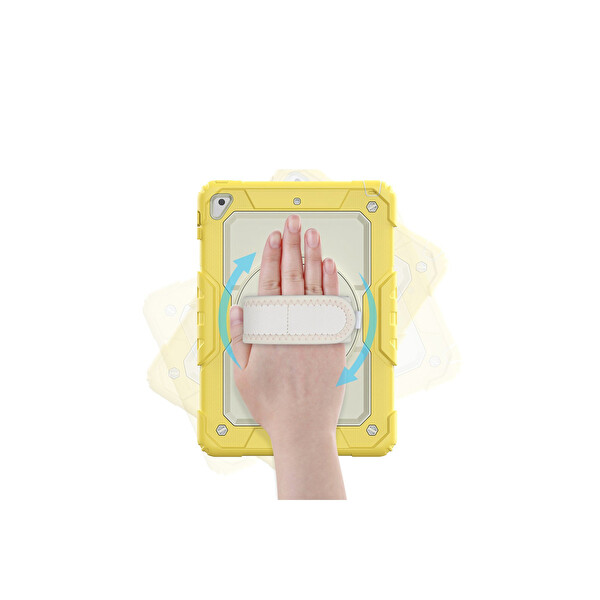 Newface Apple iPad 5 Air 9.7 Kılıf Strap New Tablet Kapak - Sarı