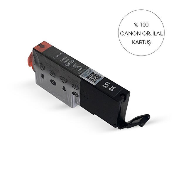 Canon PGI 551 Si̇yah Kartuş Orijinal - Bitmeyen Kartuş Sistemine Uyumlu Delinmiş Şekilde