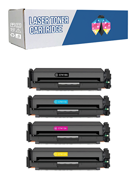 Powprint HP Pro M452NW 410A-CF410A CMYK 1 Set Muadil Toner