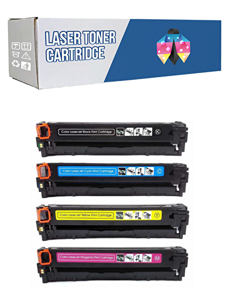 Powprint HP 125A-CB540A Laserjet CM1312-CM1312N CMYK 1 Set Muadil Toner