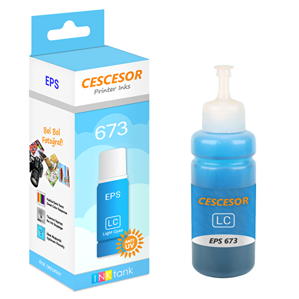 Cescesor Epson 673 Açık Mavi Muadil Mürekkep 70 ML