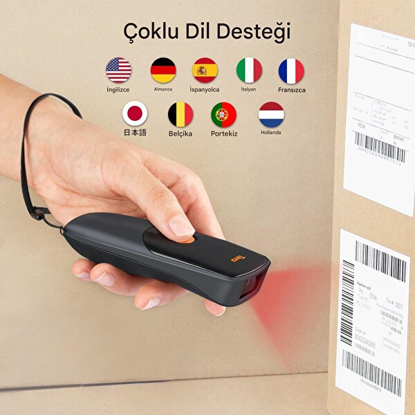Tera 1300 Kablosuz 1D 2D QR Mini Taşınabilir Zaman Damgalı 3'ü 1 Arada Barkod Okuyucu Bluetooth 2.4G USB Cep Tipi