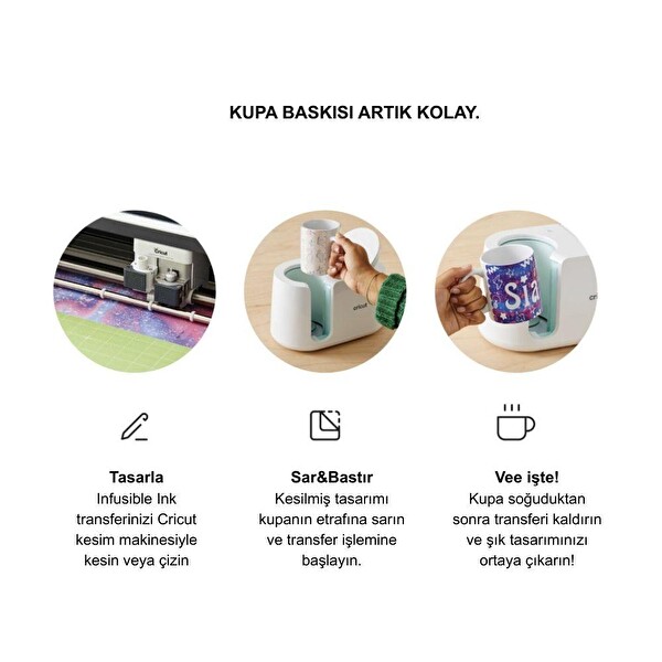 Cricut Joy Kesme Makinesi ve Kupa Presi ile Kupalarını Kendin Tasarla Paketi (Makine + Kupa Presi + Transfer Kağıdı + Isıya Dayanı