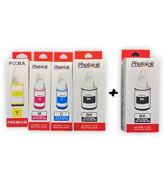 Photoink Canon Gi 490 Uyumlu Plus Mürekkep Takımı 4 Renk - 1 Siyah G140