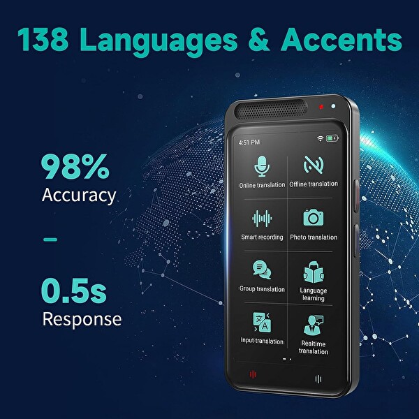 Hasled Taşınabilir Tercüman Cihazı 138 Dil ve 4.1