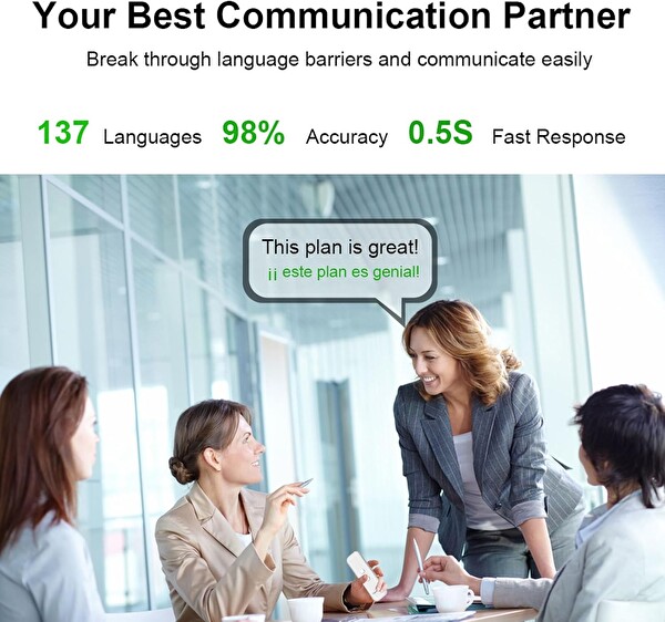 Chunmu Gerçek Zamanlı İki Yönlü - 137 Dil Tercüman Cihazı - Beyaz