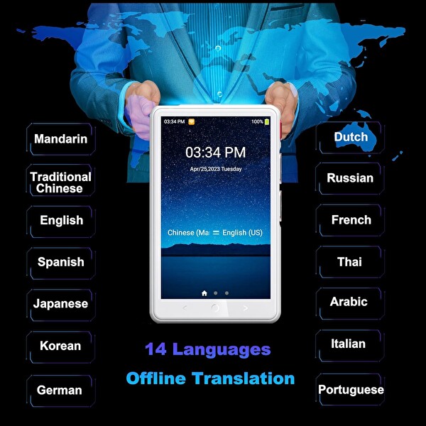 Winonela İki Yönlü AI Ses Tercümanı Cihazı WiFi Gerektirmez 139+ Dil Beyaz