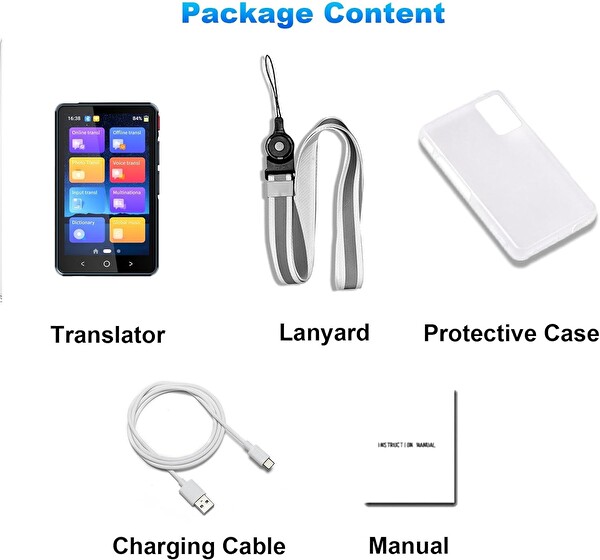 Winonela İki Yönlü AI Ses Tercümanı Cihazı WiFi Gerektirmez 139+ Dil Siyah