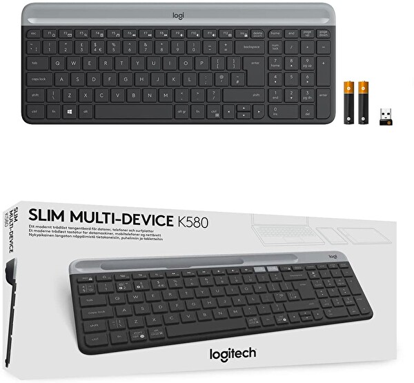Logitech K580 920-010624 Ultra Ince Çoklu Cihaz Özellikli Türkçe Bluetooth Siyah Q Klavye