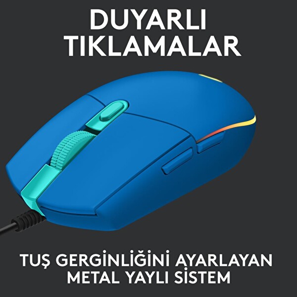 Logitech G G102 Lightsync RGB Aydınlatmalı 8.000 DPI Kablolu Mavi Oyuncu Mouse