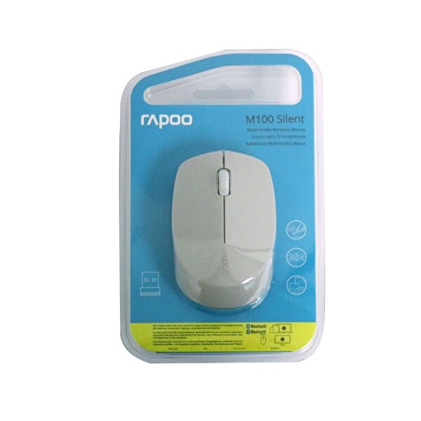 Rapoo M100 1300 DPI Bluetooth Çok Modlu Sessiz Tıklama Açık Gri Kablosuz Mouse