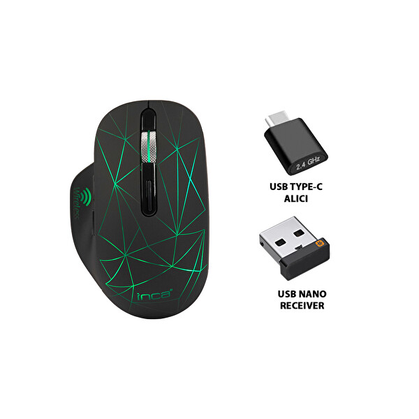 Inca IWM-051T 4 Led Şarj Edilebilir Sessiz Siyah Kablosuz Mouse