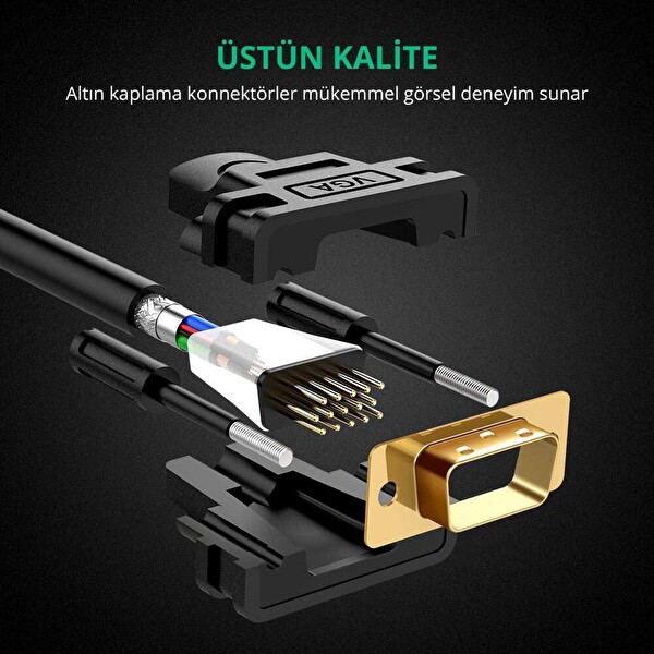 Ugreen 15 Pin VGA to VGA 2 M Görüntü Aktarma Kablosu