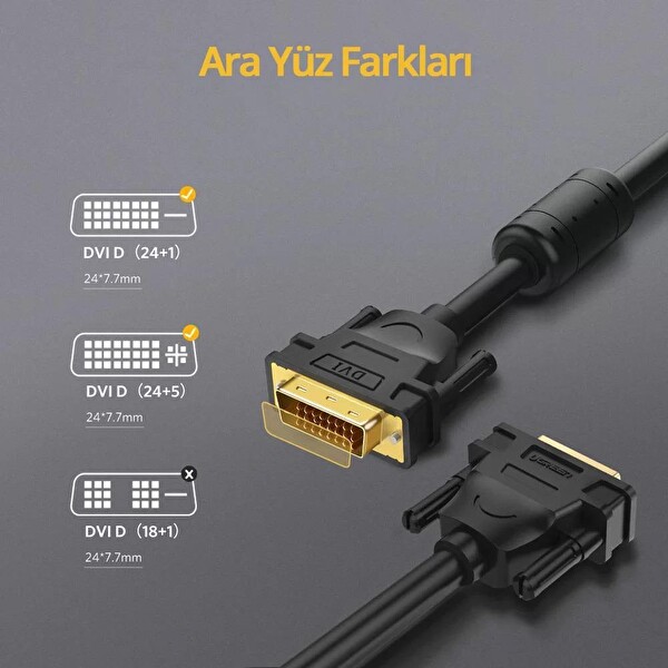 Ugreen 24+1 DVI to DVI 2 M Görüntü Aktarma Kablosu