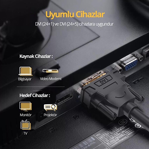 Ugreen 24+1 DVI to DVI 2 M Görüntü Aktarma Kablosu