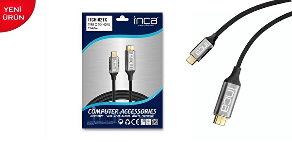 Inca ITCH-02TX 4K Altın Uçlu 2 Metre Type C to Hdmi Kablo