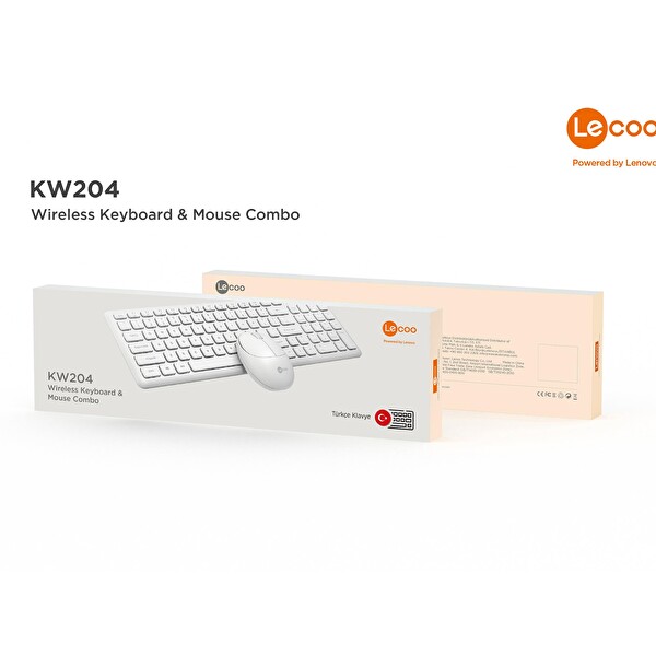 Lecoo KW204 Kablosuz Beyaz Klavye ve Mouse Seti